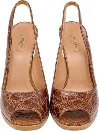 Alaia Open Toe High Heels in Animal Print Leather
