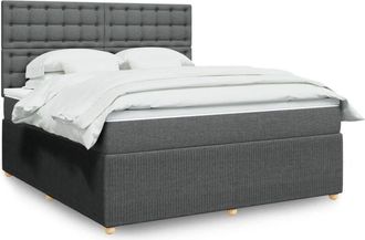 vidaXL Vidaxl - Cama Box Spring Con Colch&oacute;n Tela Gris Oscuro 180x200 Cm