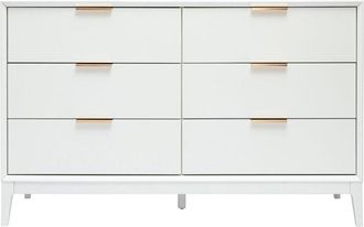 Miliboo C&oacute;moda Blanca Mate Y Metal Dorado 6 Cajones L120 Cm Giana