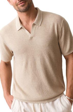 Marine Layer Greyson Short Sleeve Polo Sweater in Taupe at Nordstrom, Size Xx-Large