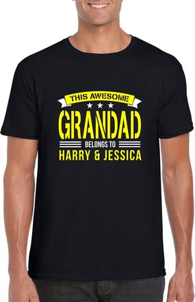 Generic Personalised Grandad T Shirt, Custom Text, Awesome Grandad Belongs to Tees Top Black