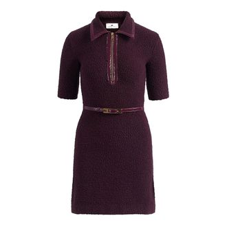 Elisabetta Franchi Abito in maglia boucl&eacute; con det - Dames - Korte kleedjes - Paars - S - Kleedjes