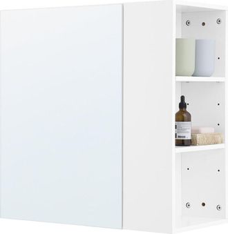 SoBuy Sobuy - Bathroom Wall Mirror Cabinet Wall Mounted with 3 Side Shelves, BZR184-W