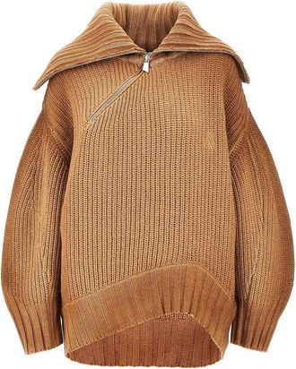 The Attico Wool and cashmere sweater with slanted zip Woman 40