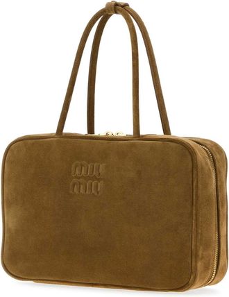 Miu Miu Womens Beige Suede Handbag Oliva Calfleather Borse A Mano Bag