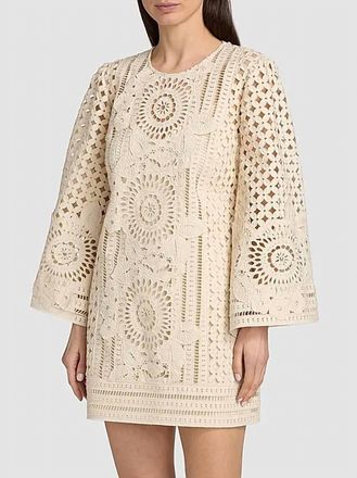 Zimmermann Indra Embroidered Mini Dress In Tea