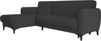 Dmora Divano letto con penisola Aber, Divano ad angolo reversibile, Sof&agrave; contenitore moderno con chaise longue e 3 cuscini, 230x153h85 cm, Antracite - Dmora