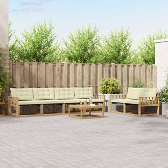 vidaXL Vidaxl Set Di Divani Da Esterno 7 Pz Bianco E Crema