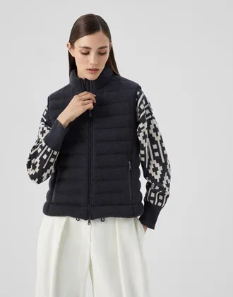 Brunello Cucinelli WomenS Black Stone Wool Quilted Jacket, Size 4
