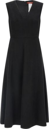 Max Mara Curva Midi Jurk - Dames - Casual kleedjes - Zwart - M - Wol - Kleedjes