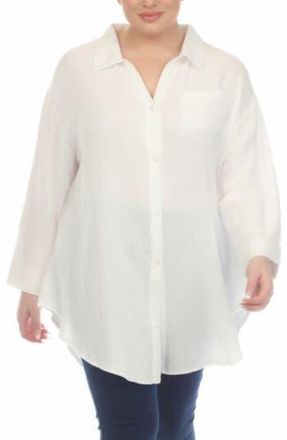 Boho Me Gauze Button-Up Shirt in White at Nordstrom Rack, Size 1 X