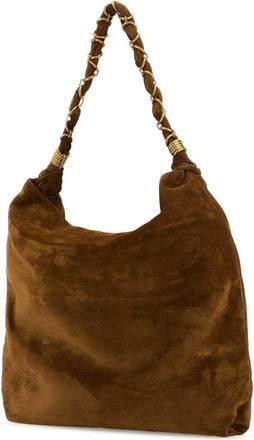 Saint Laurent Womens Amalia Shoulder Bag Brown Suede