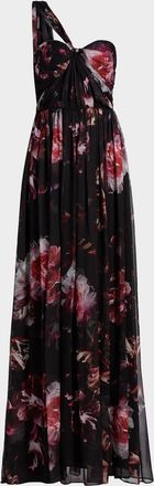 David Meister Lina Asymmetric Chiffon Gown