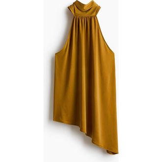 H&M Asymmetric Halterneck Top in Mustard Yellow at Nordstrom, Size Medium
