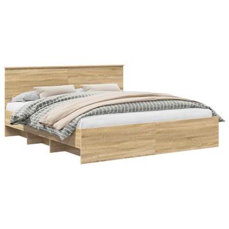 vidaXL Estructura De Cama Con Cabecera Roble Sonoma 200 X 200 Cm Vidaxl