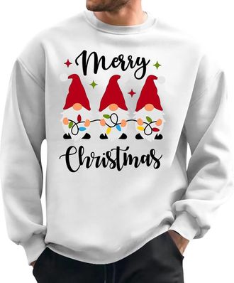 Generic Mens Christmas Jumper Xmas Novelty Pullover Snowflakes Santa Claus Sweatshirt 3D Printed Snowman Christmas Tree Jumpers Long Sleeve Crew Neck Pullover