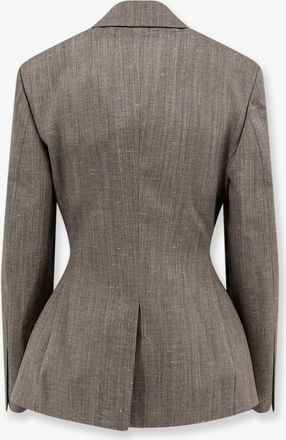R&oacute;he Womens Blazer Hourglass Wool-Blend Beige Virgin Wool Blazers Jacket