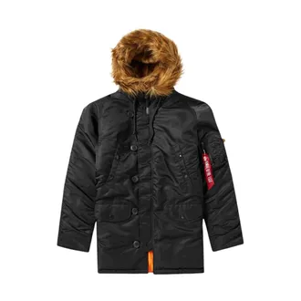 Alpha Industries Alpha Industries, Winter Jackets, male, Black, Size: S Slimfit N3B Parka for Extreme Cold