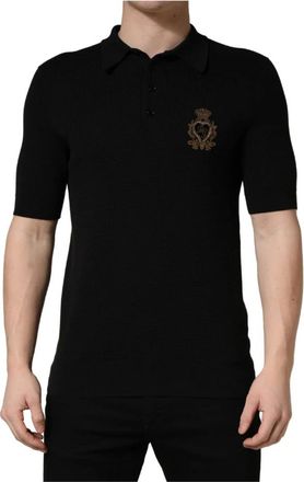 Dolce & Gabbana Polo Shirts, male, Black, Size: M Short Sleeves Polo T-shirt
