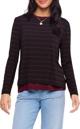 Karen Kane Double Layer Side Slit Top in Black/wine at Nordstrom, Size X-Large