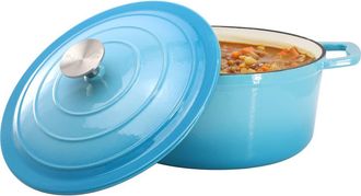 MegaChef 5 Quarts Round Enameled Cast Iron Casserole with Lid in Blue at Nordstrom