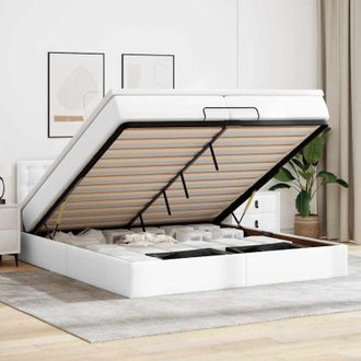 vidaXL Estructura Cama Otomana Colch&oacute;n Blanco Puro 200x200cm Vidaxl
