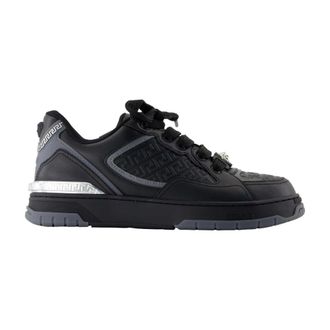 Versace Sneakers, male, Black, 6 UK, Black Leather Trainers - Smooth Calfskin