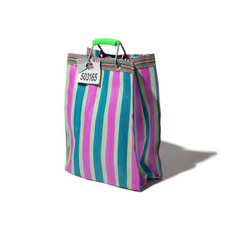 Puebco Recycled Plastic Stripe Bag rect-d15/b green x pink