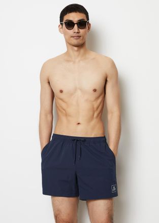 Marc O'Polo Badeshorts MARC OPOLO Essentials, Herren, Gr. XXL, N-Gr, blau (navy), Web, Polyester, unifarben, Badehosen Badeshorts, mit dezentem Logoprint