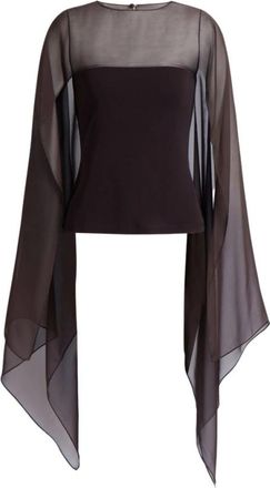 Alberta Ferretti Top met transparante details - Dames - Blouses - Bruin - S - Overhemden