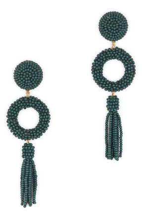 Deepa Gurnani Oliver Beaded Drop Earrings in Emerald at Nordstrom