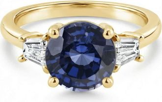 Pompeii3 4 3/4Ct Blue Sapphire & Diamond Engagement Anniversary Ring Gold Lab Grown