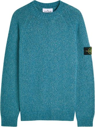Stone Island Logo Knit Jumper - Petrol - XL