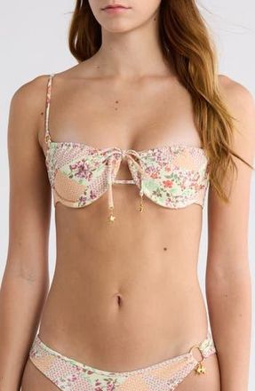 PacSun Willow Tie Front Bikini Top in Patchwork Floral at Nordstrom Rack, Size X-Small