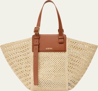 Loewe x Paulas Ibiza Medium Hammock Cabas Bag in Raffia and Calfskin