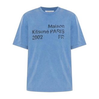 Maison Kitsun&eacute; T-Shirts, male, Blue, Size: 2XS 2002 Faded Comfort T-Shirt