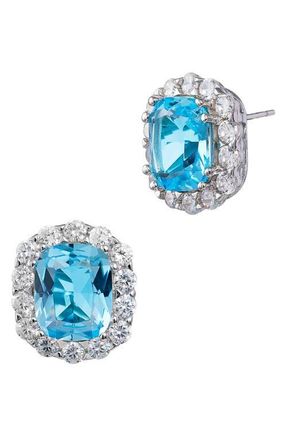 Savvy Cie Jewels Cushion Stud Earrings in Blue at Nordstrom
