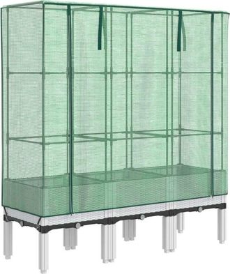 vidaXL Raised Bed with Greenhouse Cover Rattan Look 120x40x140 cm vidaXL