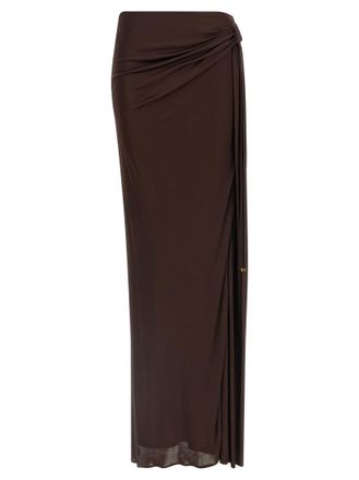 Elisabetta Franchi Brown Shiny viscose skirt