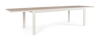 Outdoor Living Mesa de aluminio con lamas 220-340x100 Blanco Roto