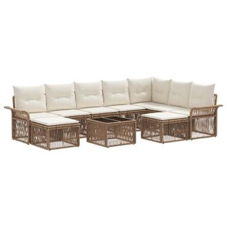 vidaXL Conjunto De Sof&aacute;s De Jard&iacute;n 10 Pcs Beige Y Blanco Crema Vidaxl