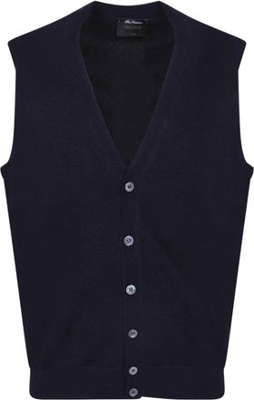 Dell'Oglio Cashmere Vest met V-hals - Heren - Cashmere truien - Blauw - M - Truien & Vesten