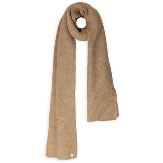 Guess Winter Scarves, female, Brown, Size: ONE SIZE Knit Scarf with Pink Rhinestones