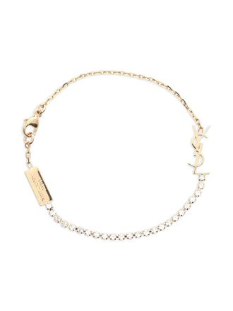 Saint Laurent 2020s Cassandre charm bracelet - women - Gold Plated/Rhinestone - One Size