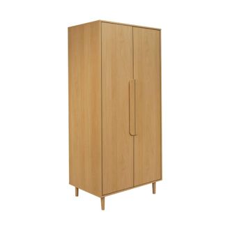 Sweeek Armario vestidor con efecto madera, 2 puertas y barra para colgar
