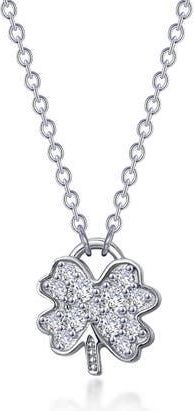 Lafonn Mini Four Leaf Clover Simulated Diamond Necklace in Silver at Nordstrom Rack, Size 20
