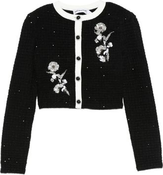 Self Portrait Giacca aderente crop - Nero