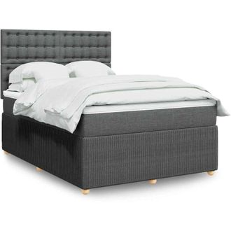 vidaXL Vidaxl - Cama Box Spring Con Colch&oacute;n Tela Gris Oscuro 140x190 Cm