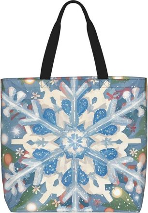 Generic Christmas Snowflake Shopper Bag Durable Women Handbag Large Capacity Handbags For Work College Casual