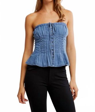 Free People Wink Tube Top In Medium Wash